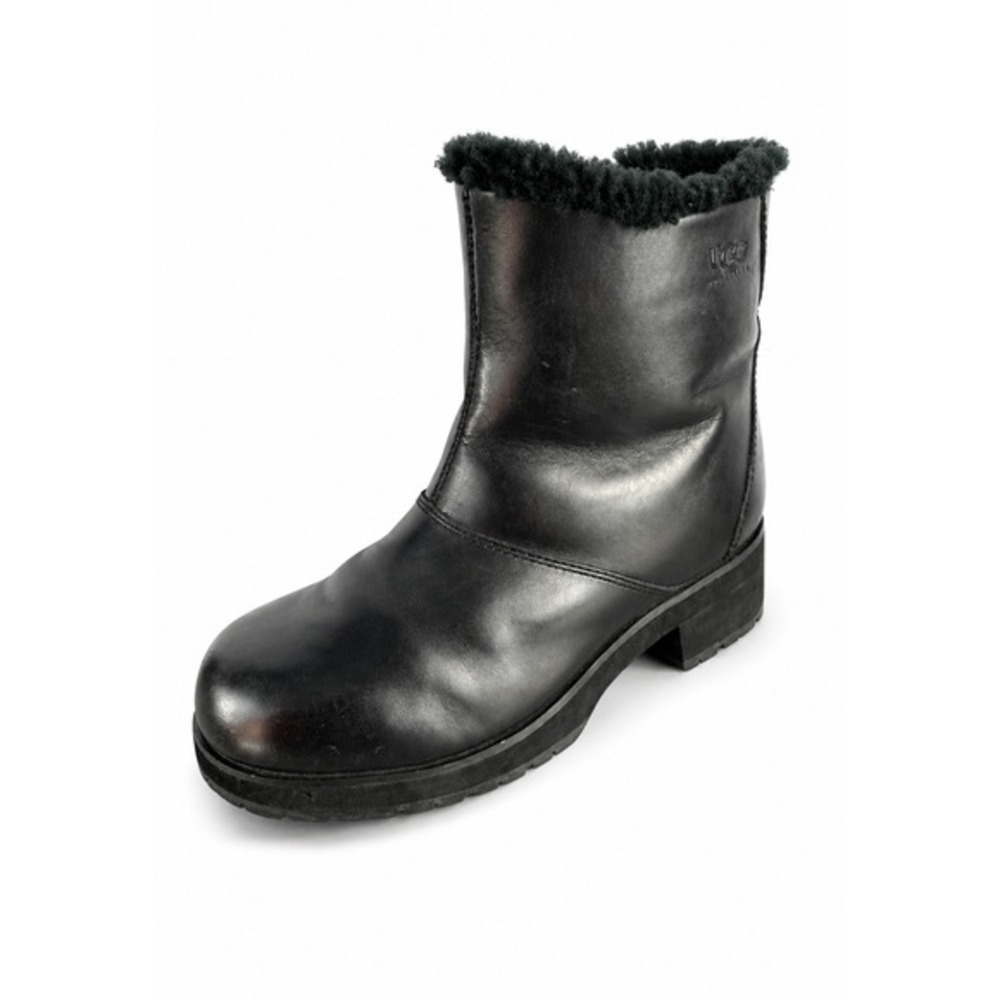 UGG Australia Y2K Chunky Square Toe‎ Leather Boots Women Size 9 Black Goth Punk